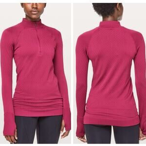 Lululemon Rest Less Half Zip in Star Ruby Athletic Pullover Thumbhole Sweatshirt